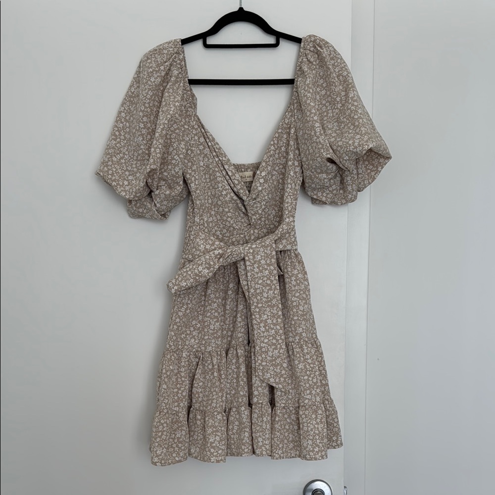 Altar'd State Cream Ruffled Wrap Mini Dress